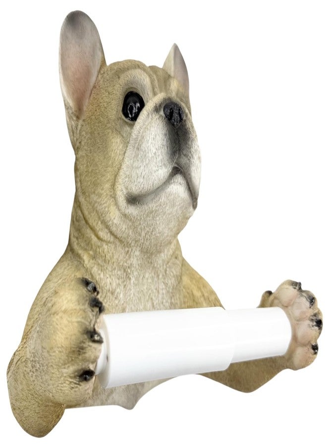 Top Brass French Bulldog Toilet Paper Holder - Realistic Resin Dog Statue, Funny Wall-Mounted Bathroom Tissue Dispenser, Holds Standard & Double Rolls, Novelty Frenchie Bathroom Decor - Image 1