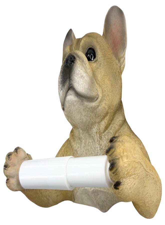 Top Brass French Bulldog Toilet Paper Holder - Realistic Resin Dog Statue, Funny Wall-Mounted Bathroom Tissue Dispenser, Holds Standard & Double Rolls, Novelty Frenchie Bathroom Decor - Image 4