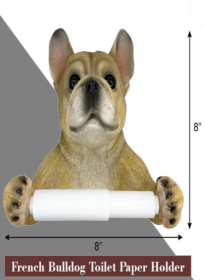 Top Brass French Bulldog Toilet Paper Holder - Realistic Resin Dog Statue, Funny Wall-Mounted Bathroom Tissue Dispenser, Holds Standard & Double Rolls, Novelty Frenchie Bathroom Decor - Image 2