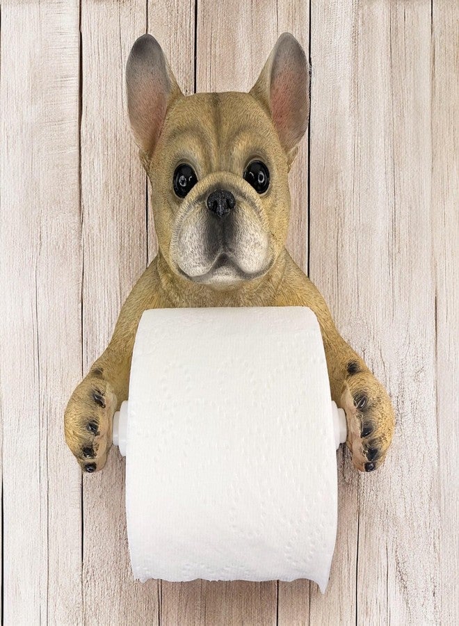 Top Brass French Bulldog Toilet Paper Holder - Realistic Resin Dog Statue, Funny Wall-Mounted Bathroom Tissue Dispenser, Holds Standard & Double Rolls, Novelty Frenchie Bathroom Decor - Image 3