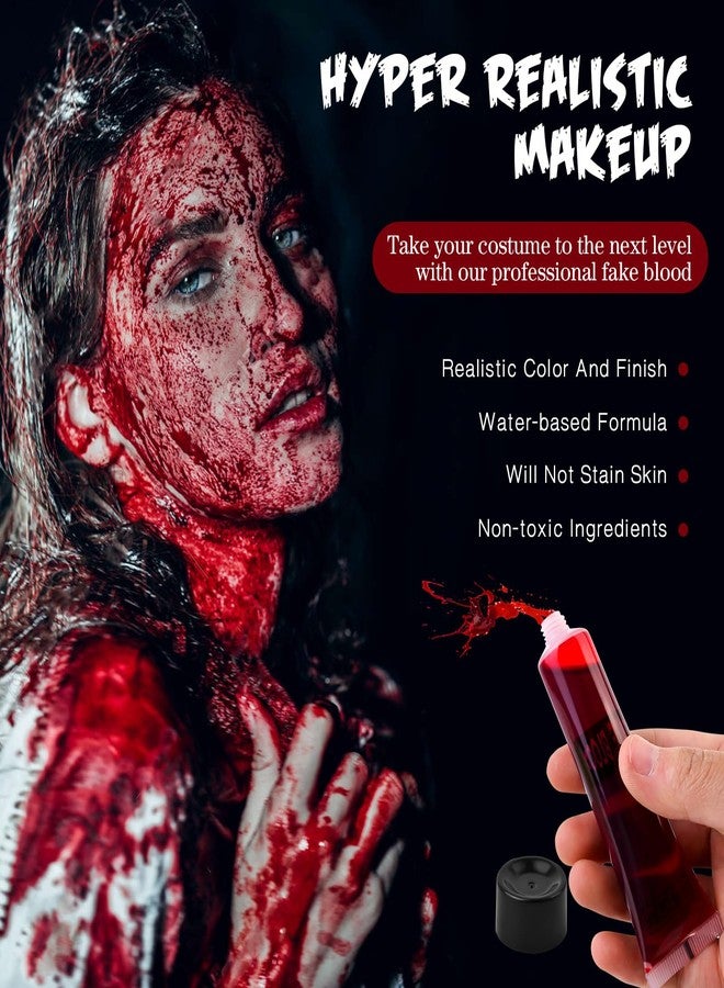 SOMGKINE 8 Colors Face Body Paint Kit, Halloween SFX Makeup, Black White Red Face Paint + SFX Fake Blood Washable + Fake Skin Imitation, Body Painting Kit for Halloween SFX Makeup Cosplay Joker Costume Part - Image 4