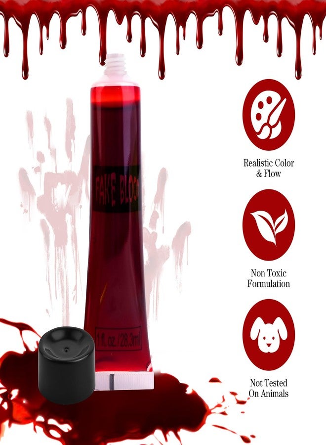 SOMGKINE 8 Colors Face Body Paint Kit, Halloween SFX Makeup, Black White Red Face Paint + SFX Fake Blood Washable + Fake Skin Imitation, Body Painting Kit for Halloween SFX Makeup Cosplay Joker Costume Part - Image 3