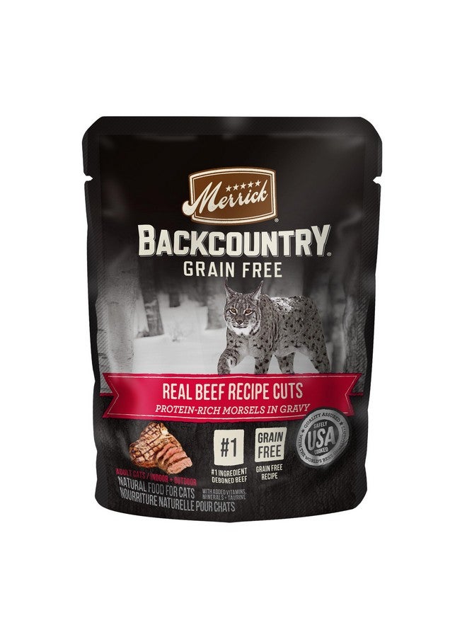 Merrick Backcountry Grain Free Premium And High Protein Wet Cat Food, Beef Recipe Cuts Morsels In Gravy - (Pack of 24) 3 oz. Pouches - Image 1