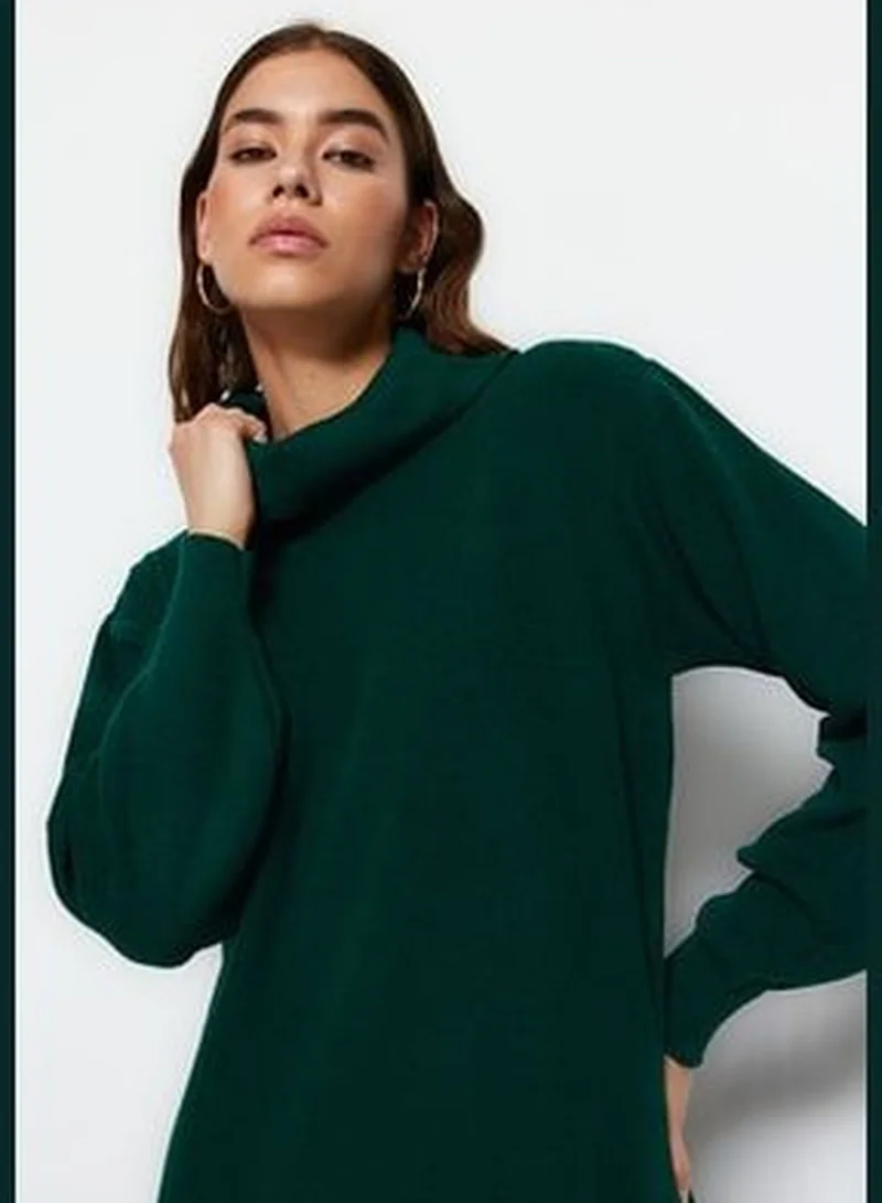 trendyol Emerald Green Mini Knitwear Turtleneck Dress TWOAW23EL00026