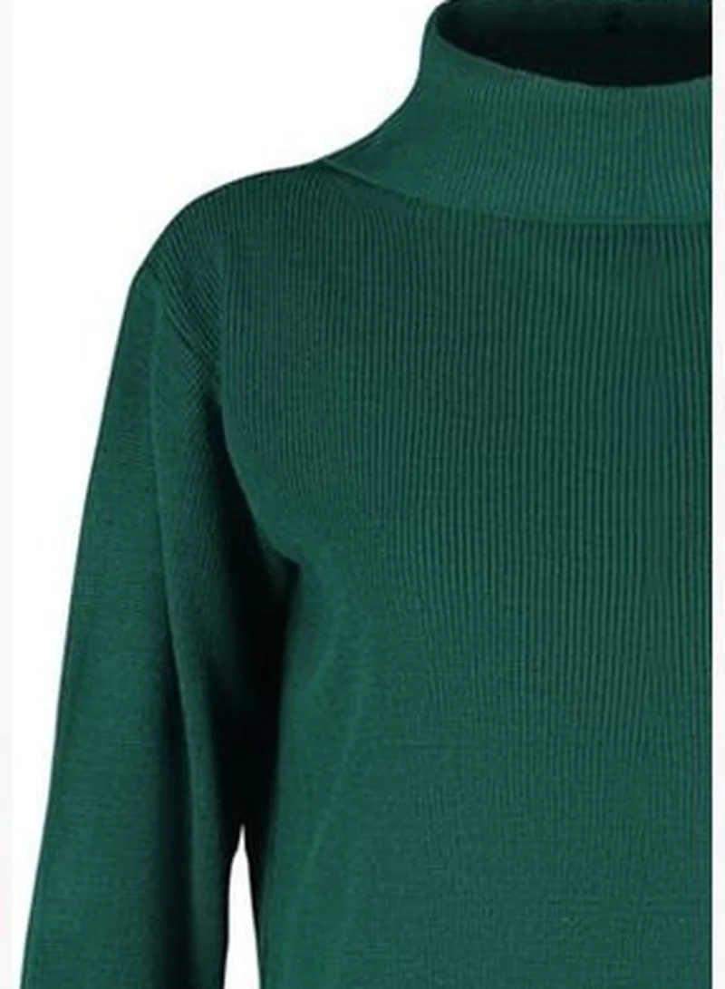 trendyol Emerald Green Mini Knitwear Turtleneck Dress TWOAW23EL00026