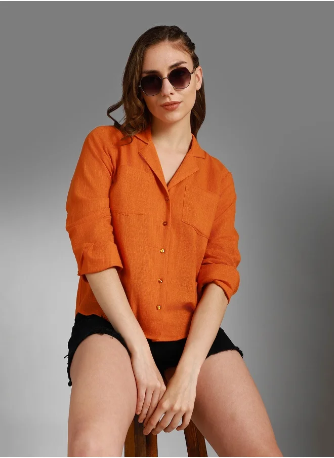 HIGH STAR Women Orange Shirt