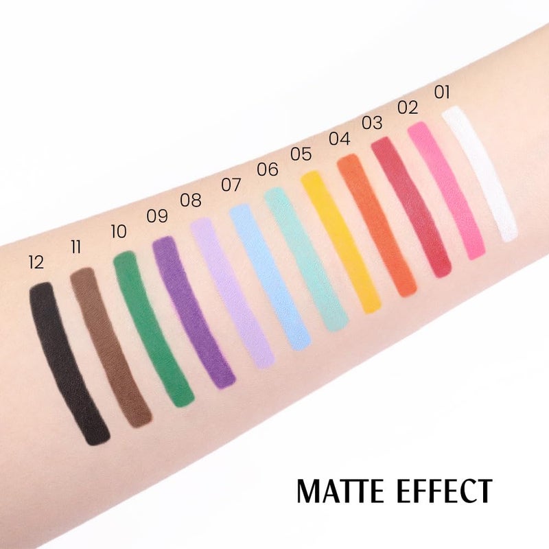 evpct 12Pcs Colored Matte Gel Eyeliner Pencils Set for Women, Green Blue White Black Auburn Yellow Orange Eyeliner Waterline Waterproof lapiz de ojos delineador de ojos contra el agua eye liner Makeup - Image 5
