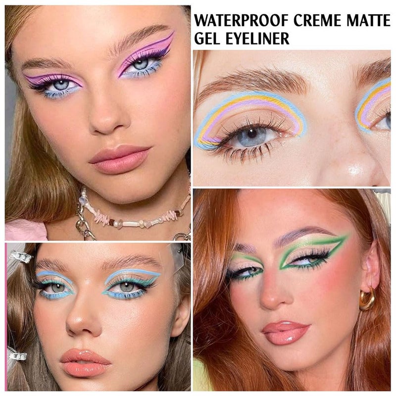 evpct 12Pcs Colored Matte Gel Eyeliner Pencils Set for Women, Green Blue White Black Auburn Yellow Orange Eyeliner Waterline Waterproof lapiz de ojos delineador de ojos contra el agua eye liner Makeup - Image 4