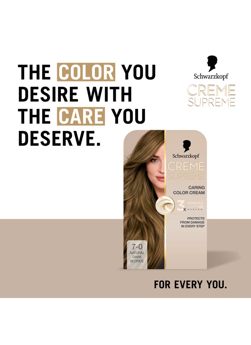 Schwarzkopf Creme Supreme Full Kit Permanent Hair Coloration 7-0 Natural Dark Blonde - Image 3