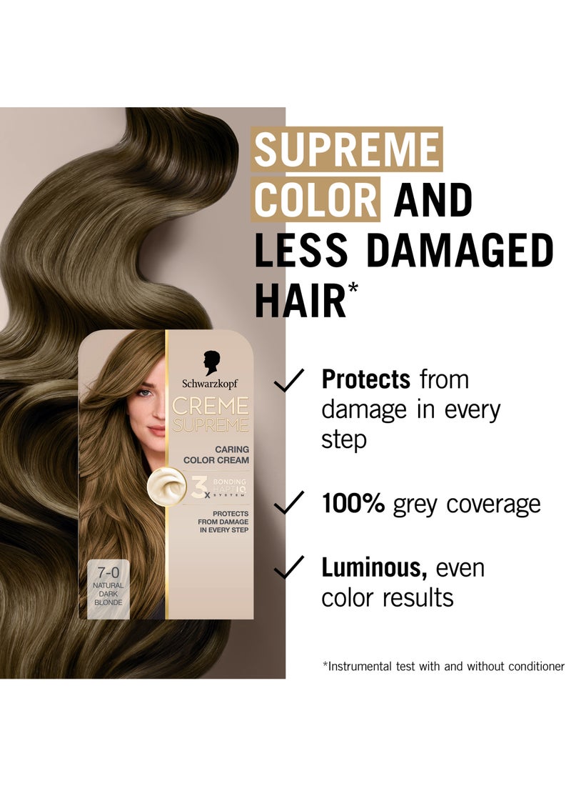 Schwarzkopf Creme Supreme Full Kit Permanent Hair Coloration 7-0 Natural Dark Blonde - Image 4