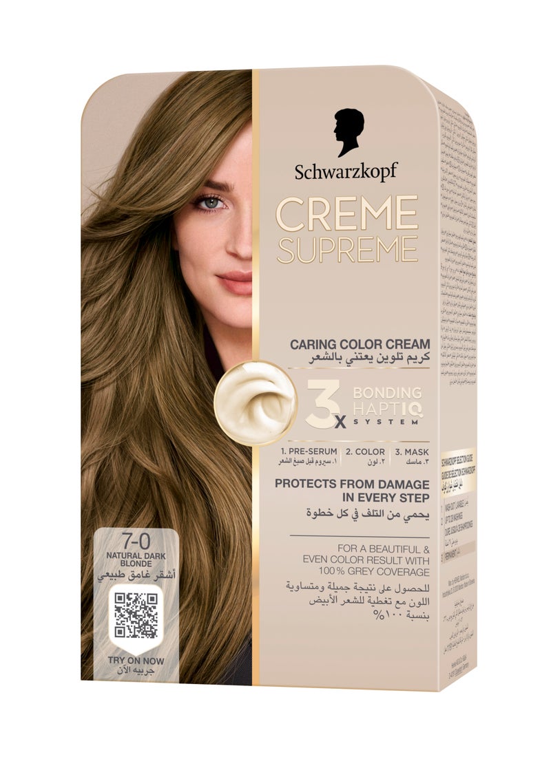 Schwarzkopf Creme Supreme Full Kit Permanent Hair Coloration 7-0 Natural Dark Blonde - Image 1