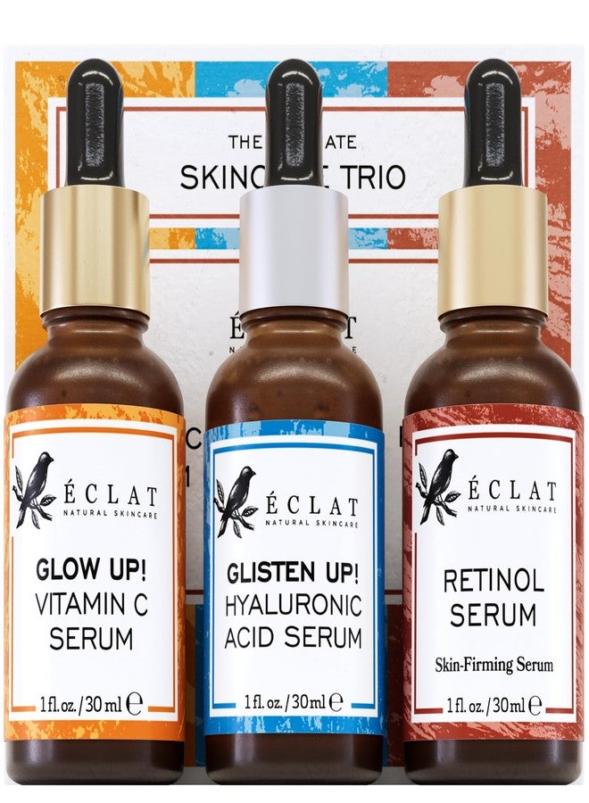 Eclat Skincare Face Serum Set - Vitamin C, Retinol, Hyaluronic Acid for Hydration & Anti-Aging - Brightening & Firming Facial Serums - 3 Pack Face Care Set - Image 1