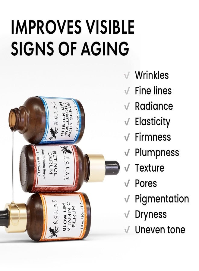 Eclat Skincare Face Serum Set - Vitamin C, Retinol, Hyaluronic Acid for Hydration & Anti-Aging - Brightening & Firming Facial Serums - 3 Pack Face Care Set - Image 2