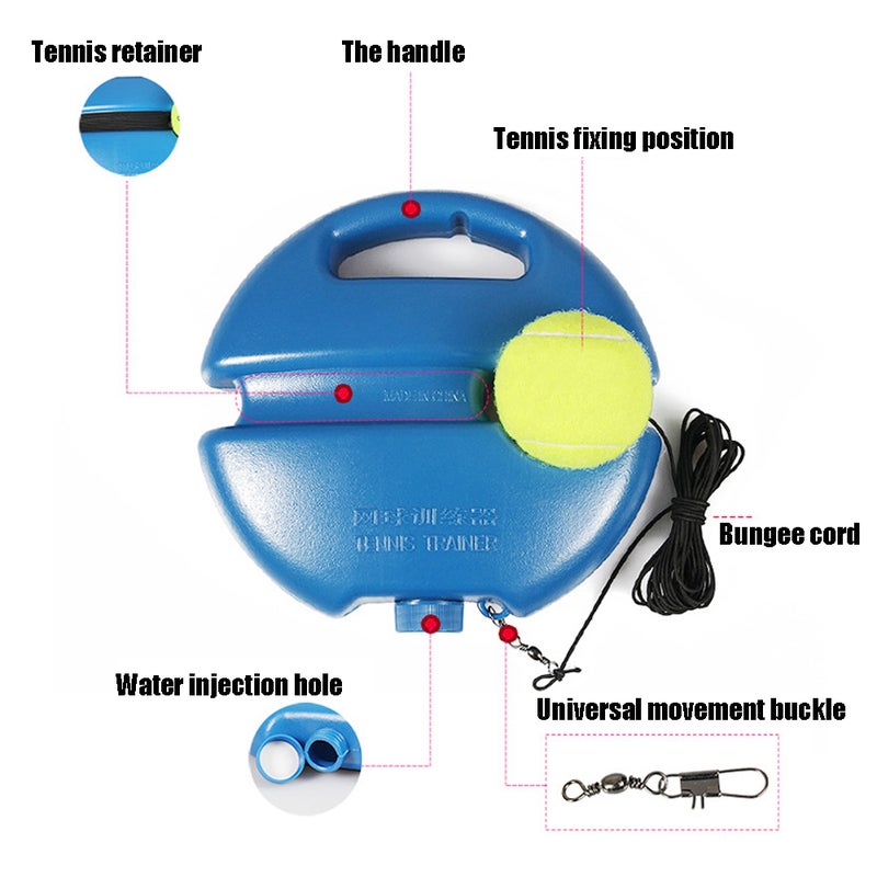Tennis Ball Trainer: 1 Multicolor Sturdy Plastic Base With High Elastic Durable Rope - Weightable Sand Water Fillable Design, Ball Holder Ring for Self-study Tennis Practice in Garden, Park for Tennis - Image 2