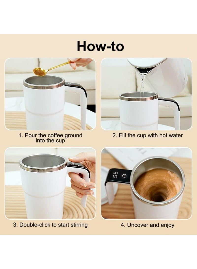 Captaintech Self Stirring Mug, Auto Magnetic Coffee Mug with LED Display Temperature, Rechargeable Automatic Stirring Mug, Self Mixing Cup with Lid for Coffee Tea Hot Chocolate - Image 3