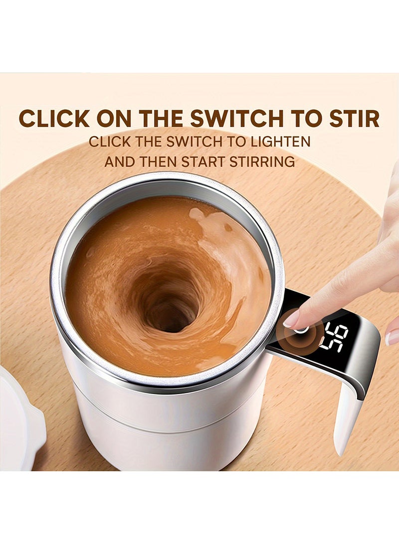 Captaintech Self Stirring Mug, Auto Magnetic Coffee Mug with LED Display Temperature, Rechargeable Automatic Stirring Mug, Self Mixing Cup with Lid for Coffee Tea Hot Chocolate - Image 2