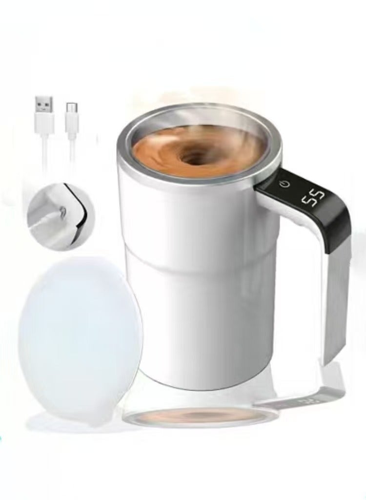 Captaintech Self Stirring Mug, Auto Magnetic Coffee Mug with LED Display Temperature, Rechargeable Automatic Stirring Mug, Self Mixing Cup with Lid for Coffee Tea Hot Chocolate - Image 1