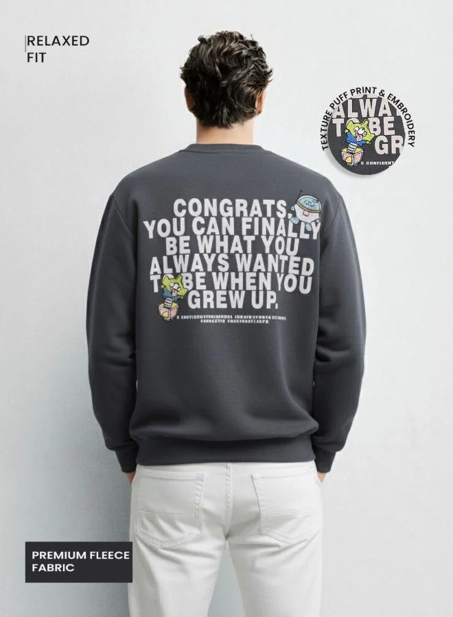 شركة المرآب الهندية Men Relaxed Fit Graphic Printed Crew Neck Full Sleeves Sweatshirt