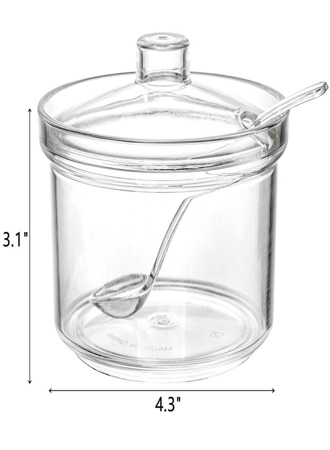 ZEAYEA Set of 6 Clear Acrylic Sugar Bowl, 14 oz Seasoning Box Condiment Pots with Spoon and Lid, Sugar Spice Salt Canister for Home Kitchen, Coffee Bar, Restaurant - Image 2