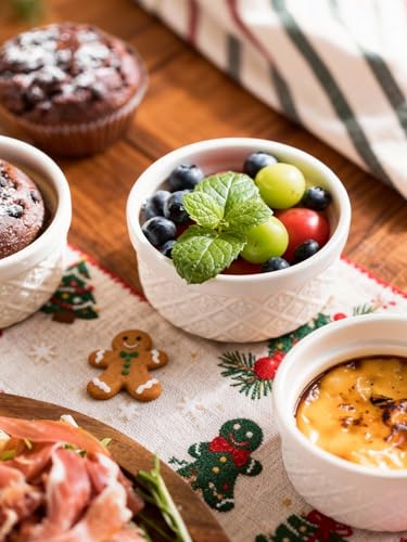 MISSYSSIM Ramekins 6 oz with Lids Oven Safe Small Creme Brulee Ramekins with Covers Ceramic Ramekin Set of 4 Mini Prep Pinch Bowls Dishwasher and Oven Safe White - Image 3