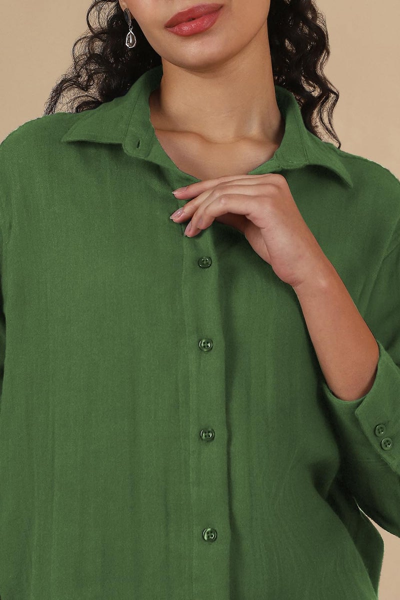 Fyltr Women's Casual Textured Shirt, Olive Pop,2XL - Image 3