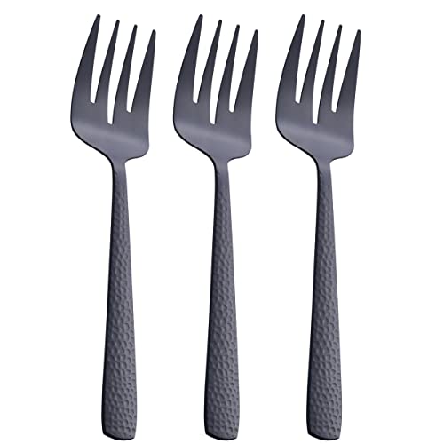 FULLYWARE Matte Black Serving Fork, 9.5-inch Stainless Steel Large Serving Fork, Heavy Duty, Satin Finish, Set of 3 - Image 1