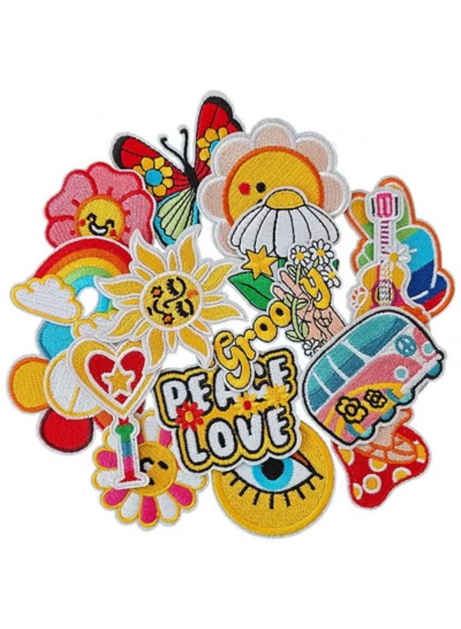 fantasize Colorful Vintage Style Iron on Patches, Embroidered Iron/Sew Patches, Cute Applique Patches for Clothing, Jackets, Hats, Backpacks, Jeans - Image 1