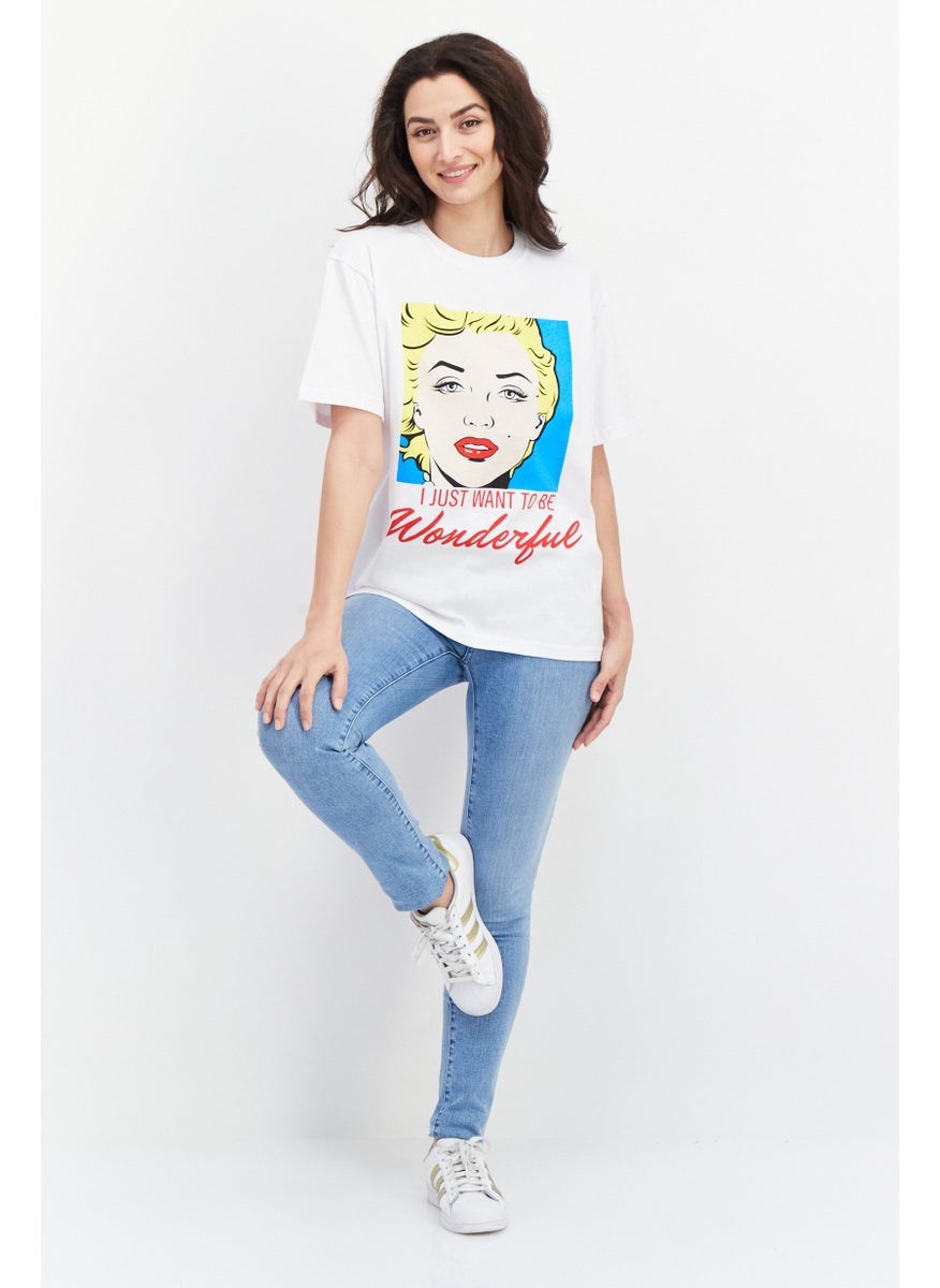 Marilyn Monroe - Women Crew Neck Short Sleeve Graphic T-shirt, White - Image 1