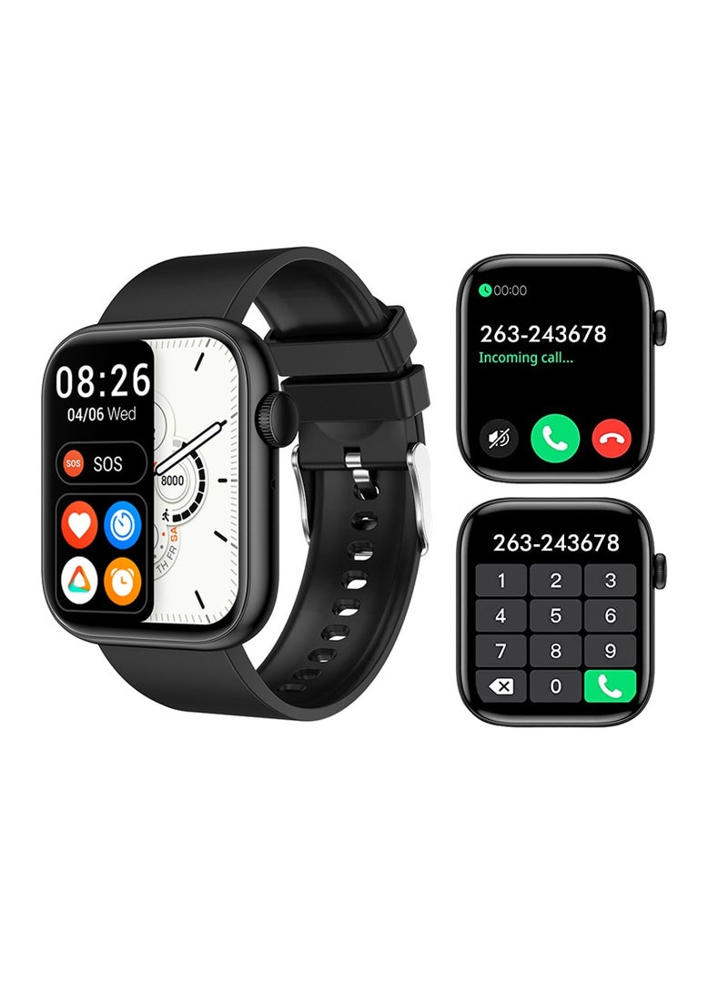 SYOSI Sport Smart Watch, 1.85"" Smartwatch Fitness Tracker for Android iOS Phones with Blood Pressure Heart Rate Tracking, Answer/Make Call, Sport Modes Sleep Monitor Step Counter for Women Men, Black - Image 1
