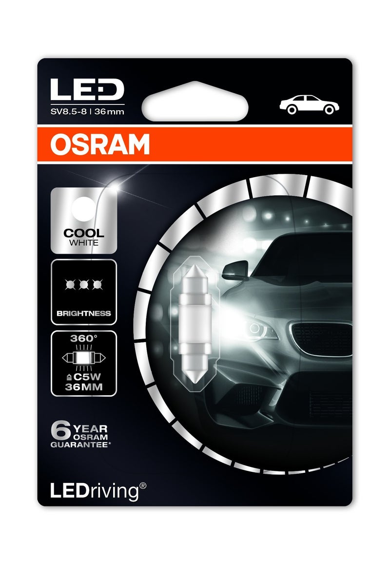 OSRAM LED Premium Retrofit SV858 36mm C5W interior lights 6498CW01B Cool White 12V single blister 1 piece