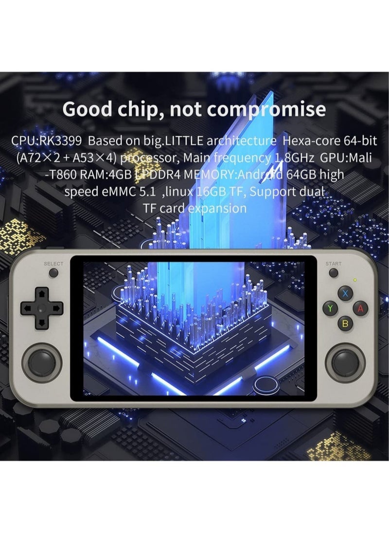 Generic - RG552 Handheld Android/Linux Dual System Game Console, High-Speed EMMC 5.1, Built-in 6400 mAh Battery, 5.36-inch Touch Screen (16+64GB, 17000+ Games, Grey) - Image 1