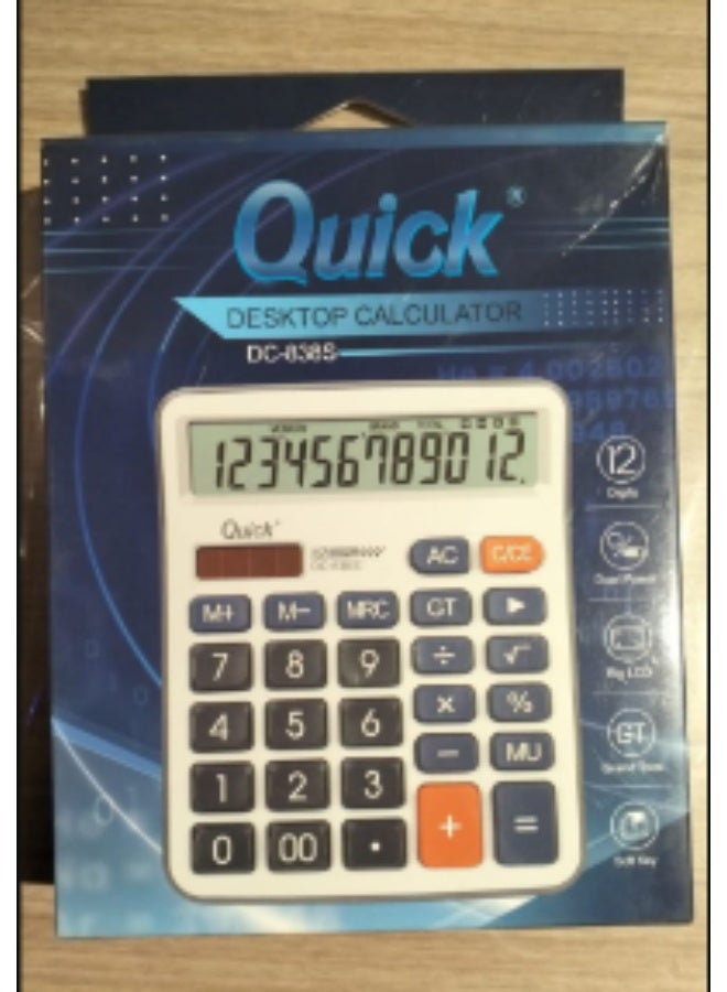 Quick Desktop Calculator 12 Digits with Dual Power System and Big LCD Display, Electronic Business Calculator Featuring Grand Total GT Button and Soft Keys Model DC-838S, Office and Financial Calculator - Image 4