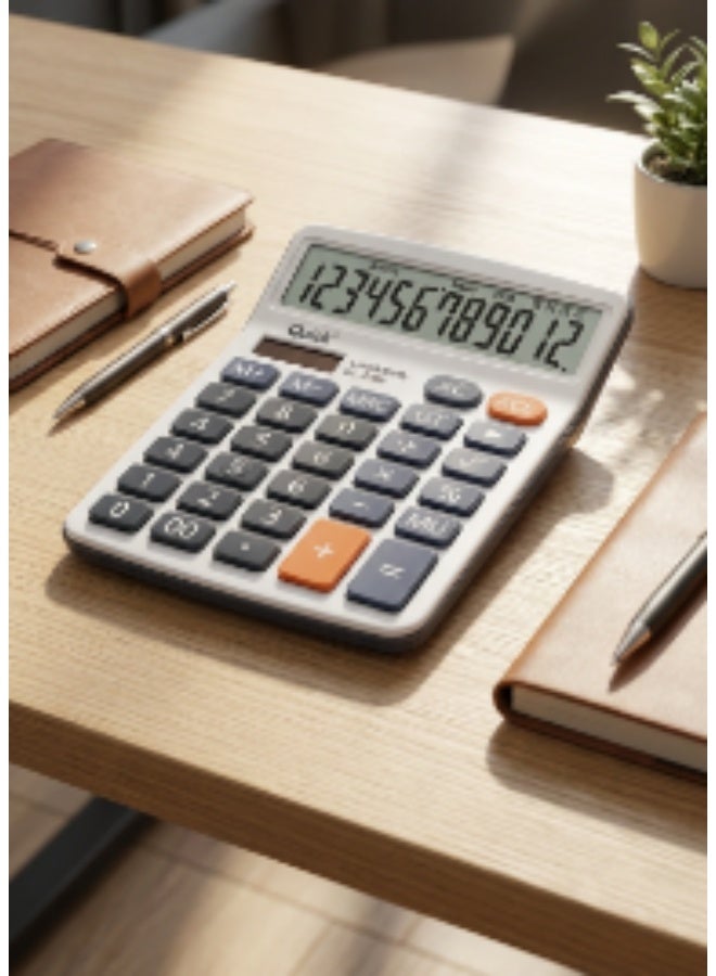 Quick Desktop Calculator 12 Digits with Dual Power System and Big LCD Display, Electronic Business Calculator Featuring Grand Total GT Button and Soft Keys Model DC-838S, Office and Financial Calculator - Image 1