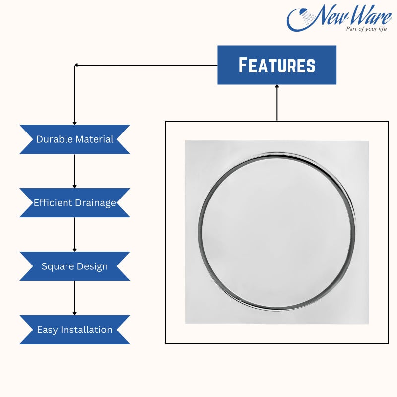 NEW WARE Stainless Steel Pop-Up Grating Bathroom Jali/Trap Floor Drain with Chrome Finish - Water Drain Grating - Image 5