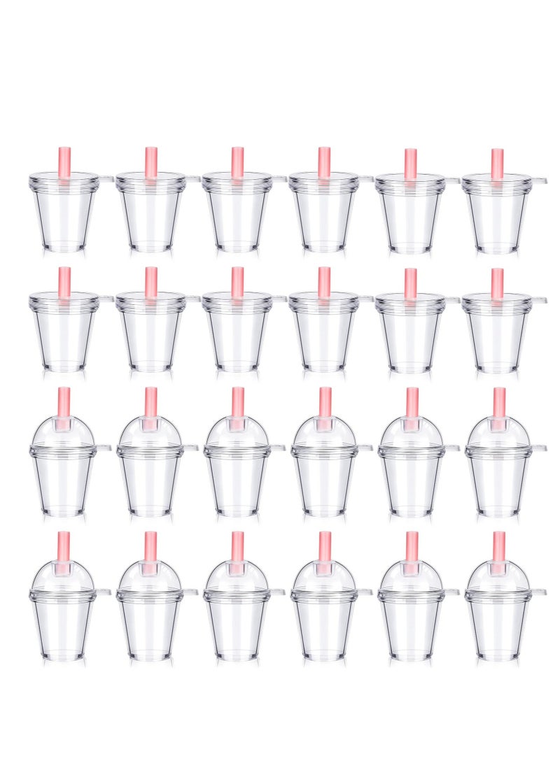24 Pieces Key Chain Accessories Plastic Coffee Cups, Mini Coffee Cups with Lids Ice Cream Cup Pendant Charms, Suitable for Doll Crafts DIY Keychain Accessories (1.7 x 2.4 Inch) - Image 1