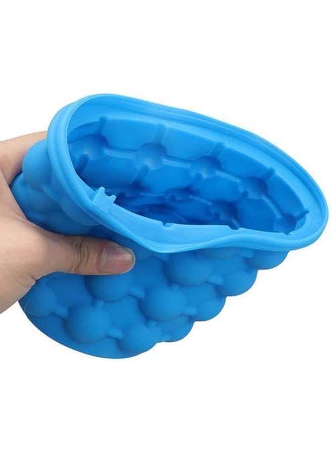 ECVV Ice Cube Maker Genie Revolutionary Space Saving Ball Makers Bucket Party Drink Silicone Trays Mold Kitchen Tools For Chilling Bourbon Whiskey Cocktail Beverages Blue - Image 3
