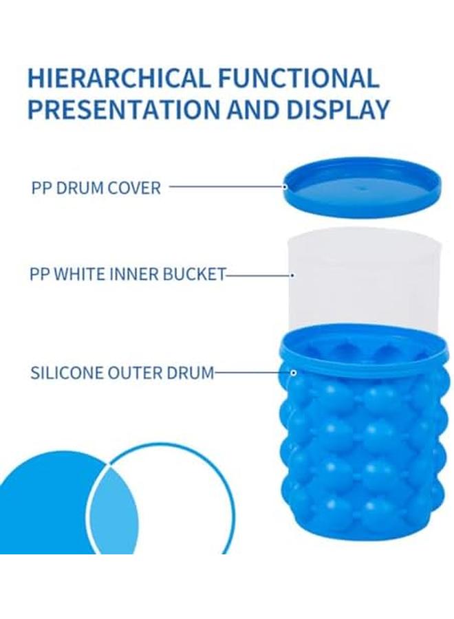 ECVV Ice Cube Maker Genie Revolutionary Space Saving Ball Makers Bucket Party Drink Silicone Trays Mold Kitchen Tools For Chilling Bourbon Whiskey Cocktail Beverages Blue - Image 4