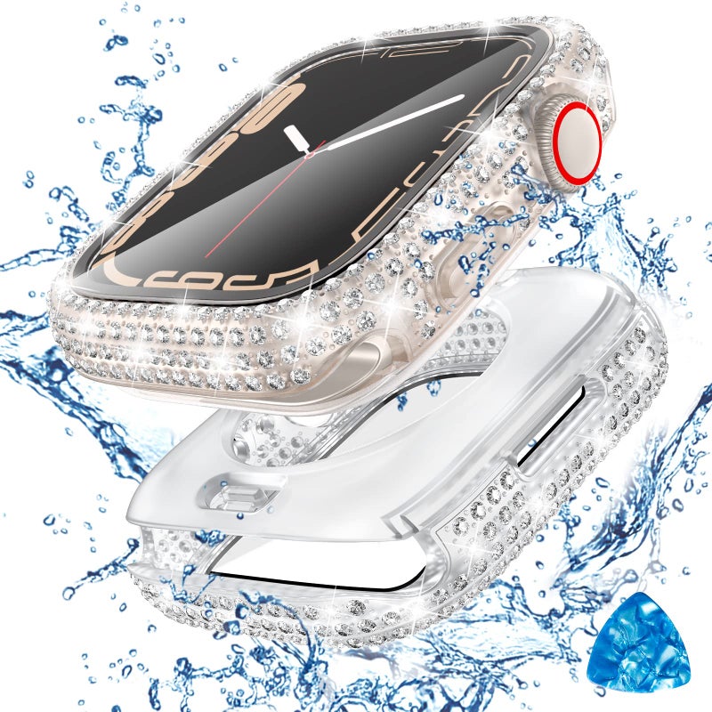 Tensea [2 in 1 for Waterproof Apple Watch Screen Protector Case 40mm SE 3/SE 2nd Generation/SE/Series 6/5/4 Accessories, 360 iWatch Diamond Front Bumper with Glass, Bling Face Cover Women, 40 mm - Image 1