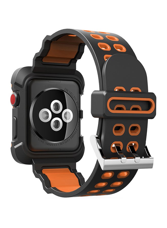 Voberry Protective Case Cover With Replacement Band For Apple Watch Series 3/2/1 42mm Orange - Image 1