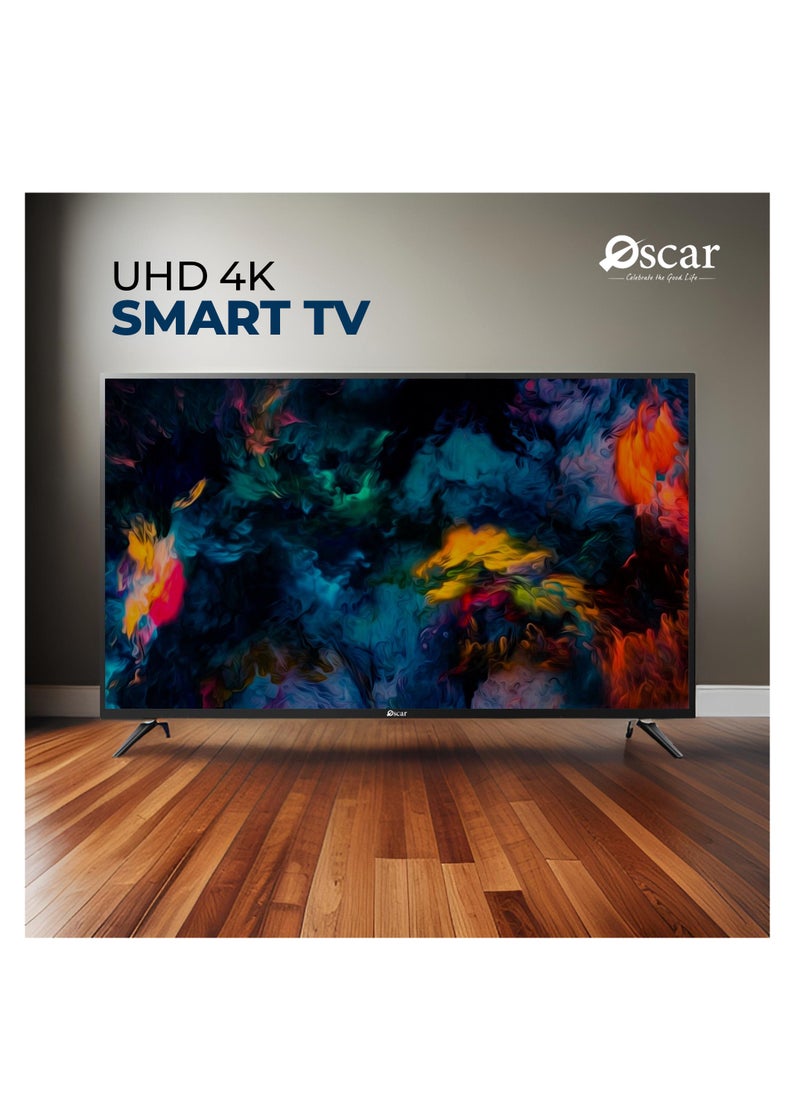 أوسكار تلفزيون أوسكار الذكي 50 بوصة بدقة 4K فائق الدقة (OS50JW4KM) - نظام تشغيل Android LED مع جهاز تحكم صوتي محسّن، مكبر صوت مدمج، سطوع تلقائي، مرآة مصبوبة، لوحة درجة A+، مدخلات HDMI/USB/Wi-Fi، Netflix، YouTube وStarz Play العربية - أسود  - Image 2