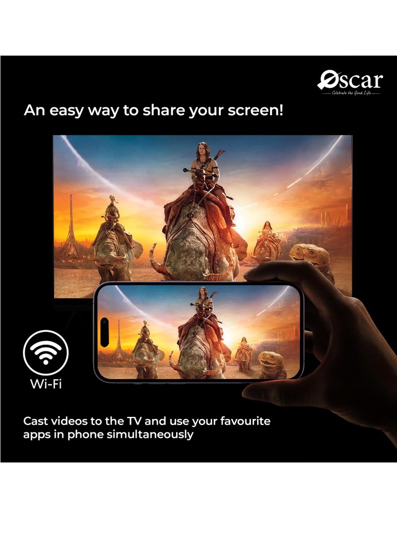 أوسكار تلفزيون أوسكار الذكي 50 بوصة بدقة 4K فائق الدقة (OS50JW4KM) - نظام تشغيل Android LED مع جهاز تحكم صوتي محسّن، مكبر صوت مدمج، سطوع تلقائي، مرآة مصبوبة، لوحة درجة A+، مدخلات HDMI/USB/Wi-Fi، Netflix، YouTube وStarz Play العربية - أسود  - Image 5