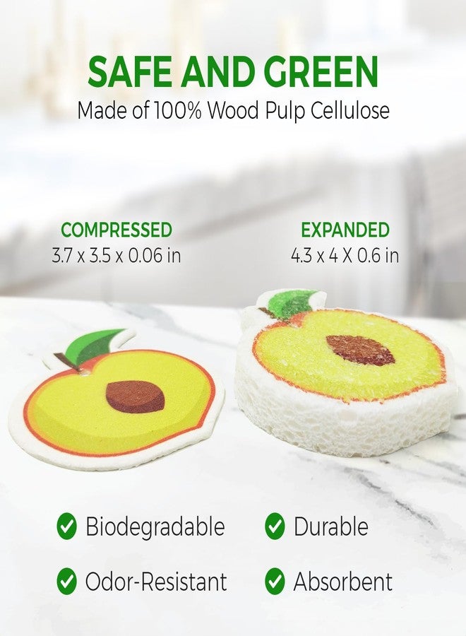 AIRNEX Biodegradable Cellulose Compressed Sponges Bulk - Fruit Shaped Kitchen Pack of 12 - Eco Friendly, Odor Free, Natural, Pop Up Compostable Scrubbers for Washing Dishes - Image 3