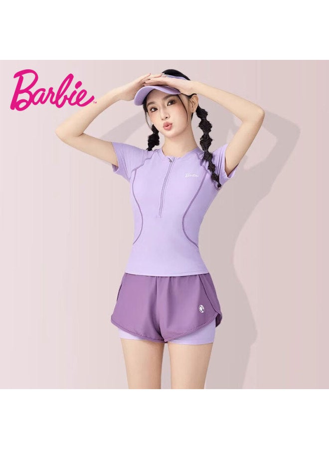 Barbie Women'S Conservative Split Two-Piece Swimsuit With High Waist Bottoms, Plus Size, Perfect For Beach Vacation And Hot Springs, Slimming And Tummy Control - Image 1