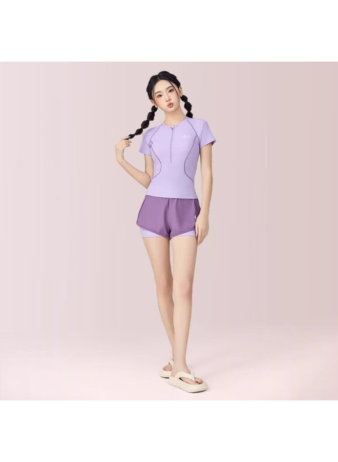 Barbie Women'S Conservative Split Two-Piece Swimsuit With High Waist Bottoms, Plus Size, Perfect For Beach Vacation And Hot Springs, Slimming And Tummy Control - Image 4