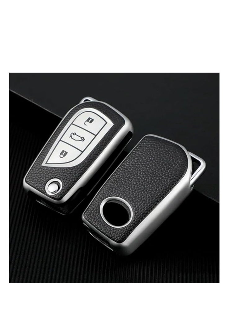 OUYoo - OUYoo TPU Case Key Fob Cover For Toyota C-HR Camry Corolla Fortuner Highlander Levin RAV4 LE Sequoia Sienna Tacoma Tundra Yaris Car Key Shells,With a key chain.（Green） - Image 1
