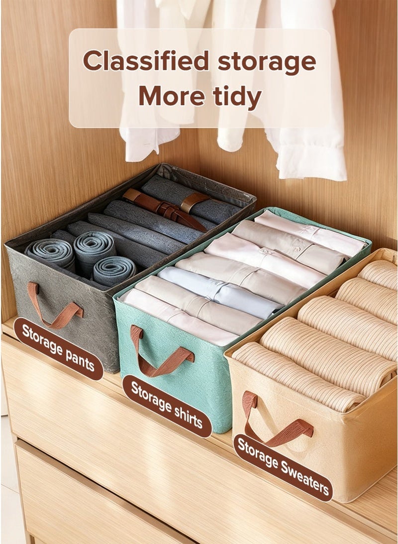ميرتينج 3 قطع منظم ملابس خزانة ملابس قابل للطي منظم تخزين خزانة للملابس الجينز صناديق قابلة للغسل مع مقابض حمل - Image 2
