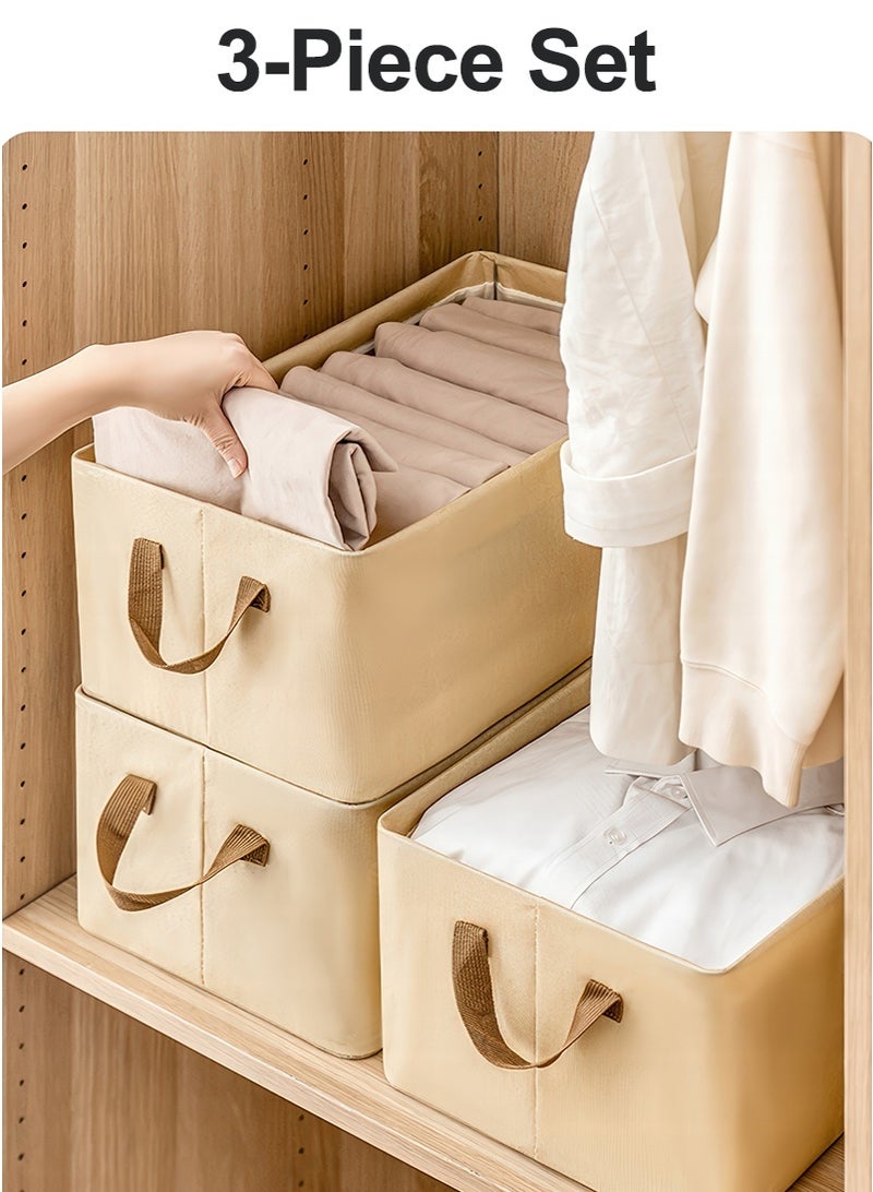ميرتينج 3 قطع منظم ملابس خزانة ملابس قابل للطي منظم تخزين خزانة للملابس الجينز صناديق قابلة للغسل مع مقابض حمل - Image 1