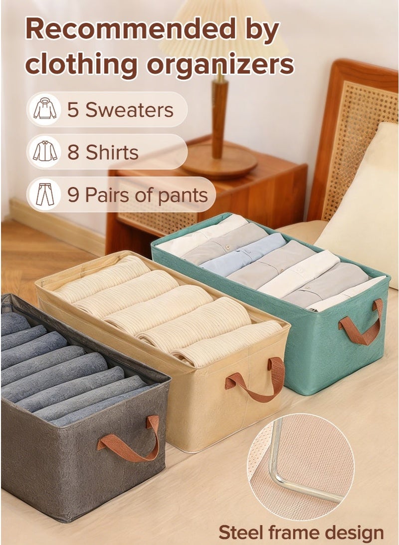 ميرتينج 3 قطع منظم ملابس خزانة ملابس قابل للطي منظم تخزين خزانة للملابس الجينز صناديق قابلة للغسل مع مقابض حمل - Image 3