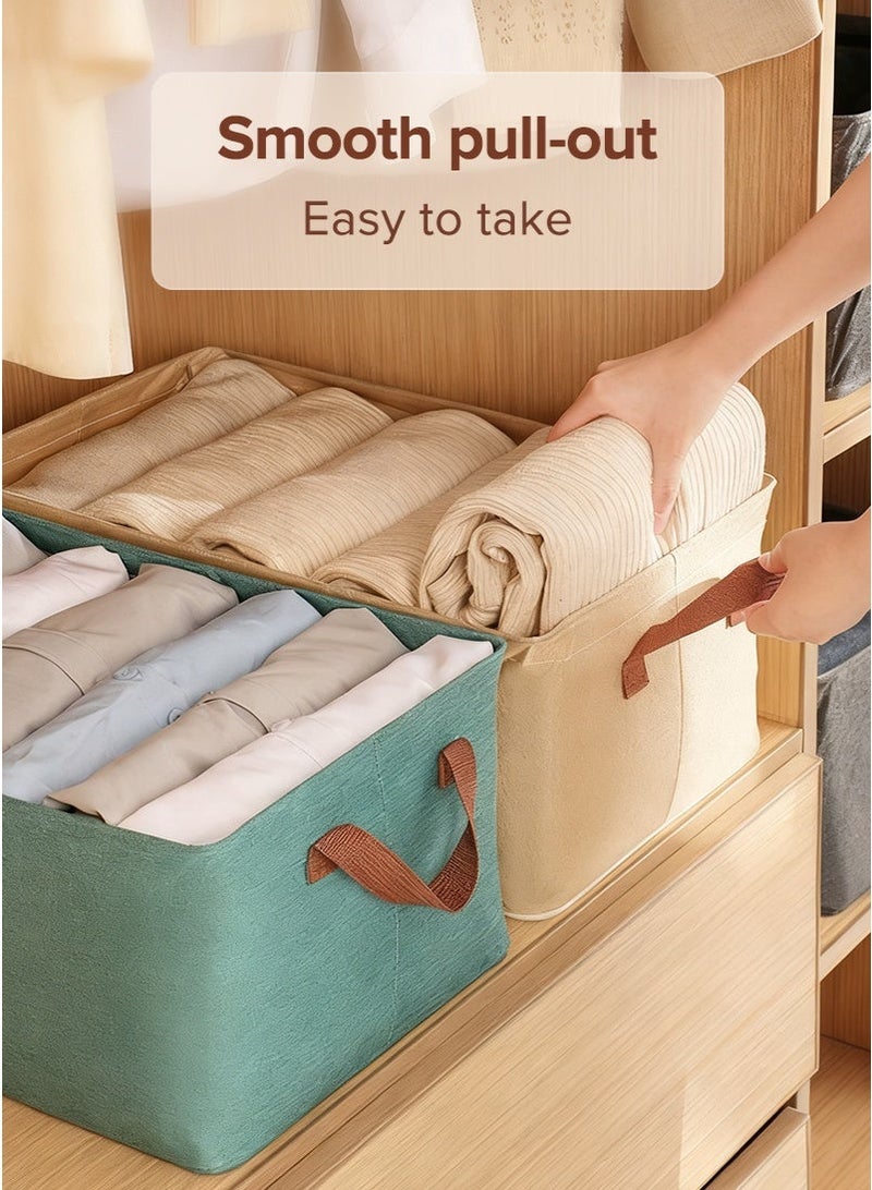ميرتينج 3 قطع منظم ملابس خزانة ملابس قابل للطي منظم تخزين خزانة للملابس الجينز صناديق قابلة للغسل مع مقابض حمل - Image 4