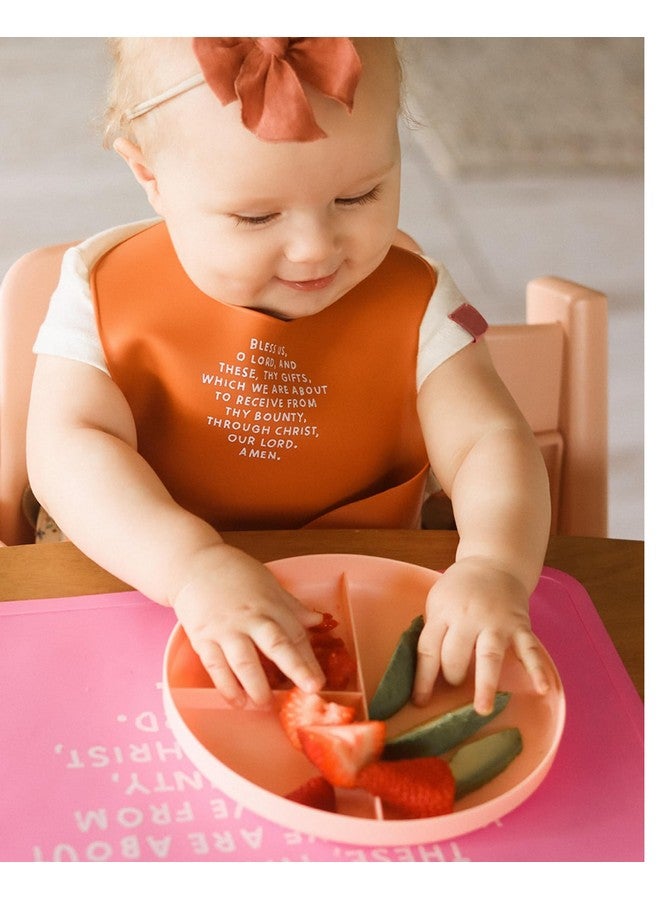 Be A Heart Catholic Silicone Bibs for Babies & Toddlers, Meal Blessing Prayer Bib, Baby Baptism Gift (Bubblegum) - Image 4